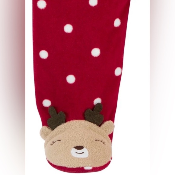 Child of Mine Red Polka Dot Reindeer Footie One Piece - Picture 5 of 5